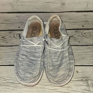 Hey Dude Womens 8M Wendy Sox Glacier Gray Woven Knit Slip On Boat Loafer